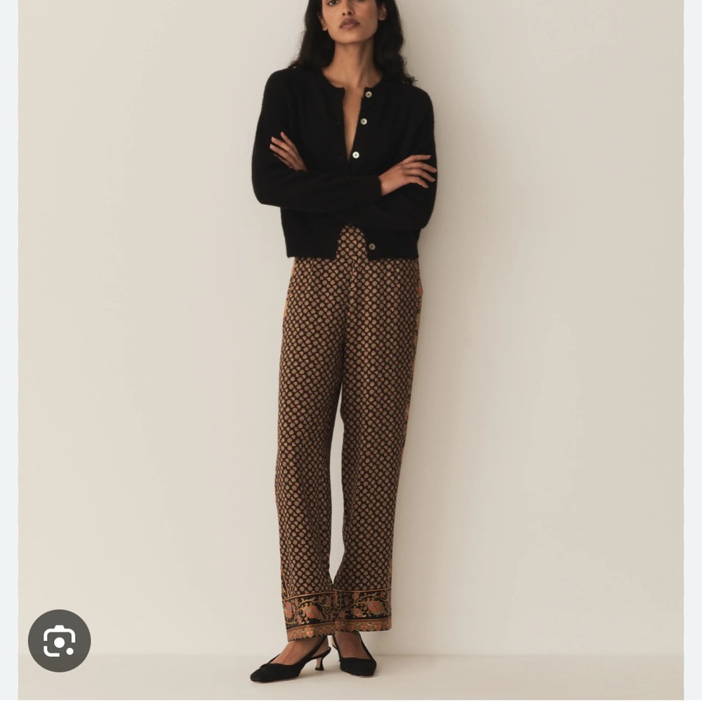 Doen Brown Patterned Wide-Leg Trousers